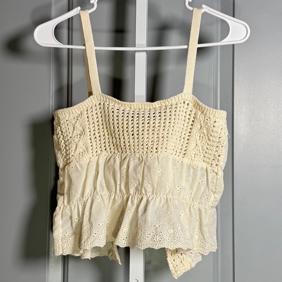 ZARA Crochet and eyelet lace front tank Sz M - Picture 2 of 2